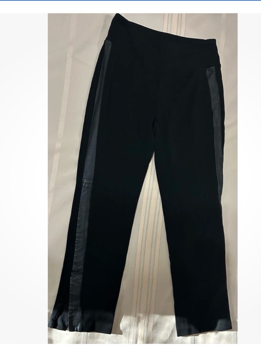 Eileen Fisher ponte slim split hem Pants with Lamb Leather Side Stripe XS
